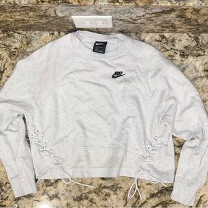 Nike long-sleeved cropped crew neck top with side ties size Small